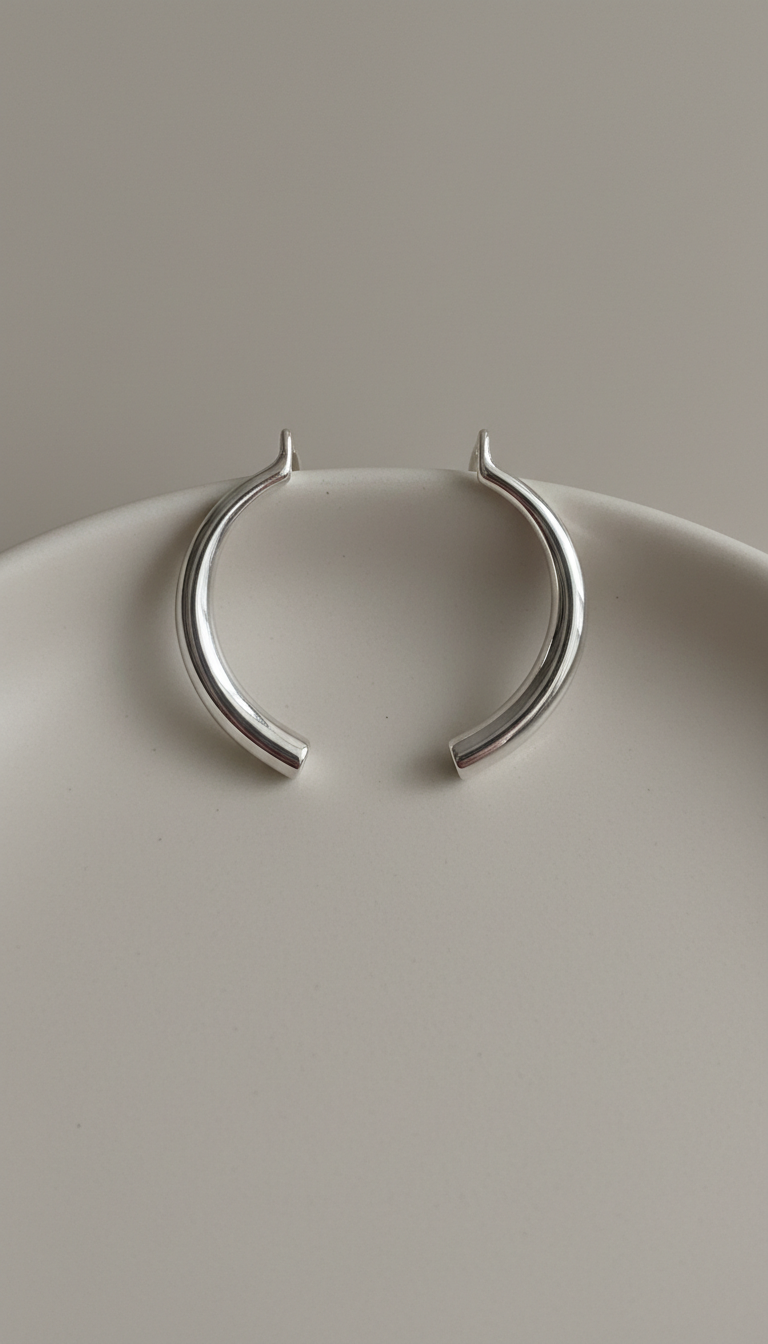 Silver Arc Hoop Earrings